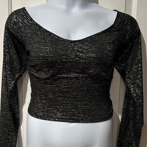 Forever 21 Black and Silver Shimmer Crop Top